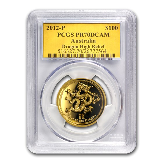2012 1 oz Gold Dragon PR-70 PCGS (Ultra High Relief) 2012 1 oz Gold Dragon PR-70 PCGS (Ultra High Relief)